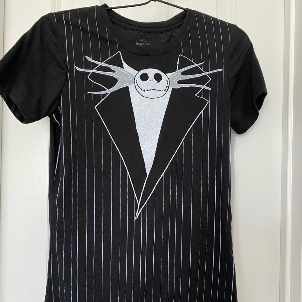 Disney Jack Skellington Tim Burtons Nightmare Before Christmas Blk White T-Shirt - Picture 3 of 7